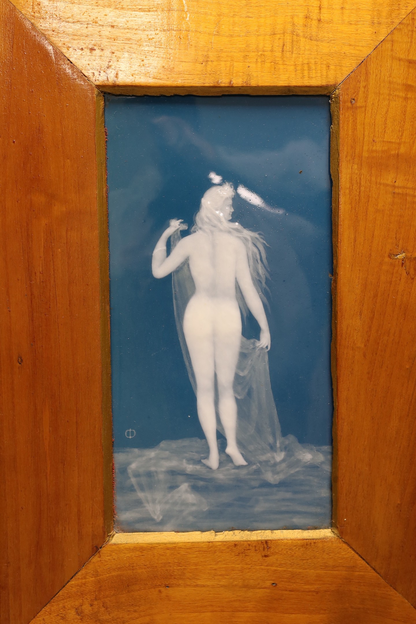 A pair of early 20th century framed Limoges ‘pâté sur pâté’ plaques, monogram mark, 41x27cm incl frame